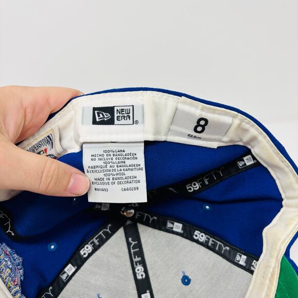 Vintage Toronto Bluejays Hat Cap Fitted Size 8 Blue 1993 World Series Side Patch - Picture 6 of 9